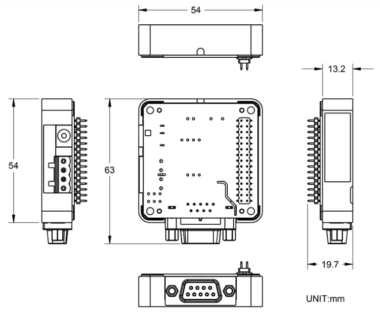 Mechanical Drawing - M5Stack RS232M Interface Modules 13.2